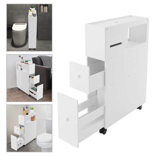 White Storage Cabinet For Bathroom With Drawers Shelves
