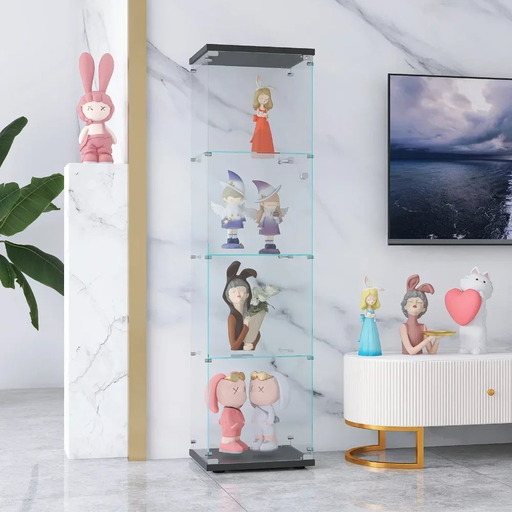 4-Shelf Glass Display Cabinet with Doors for Elegant Home Decor