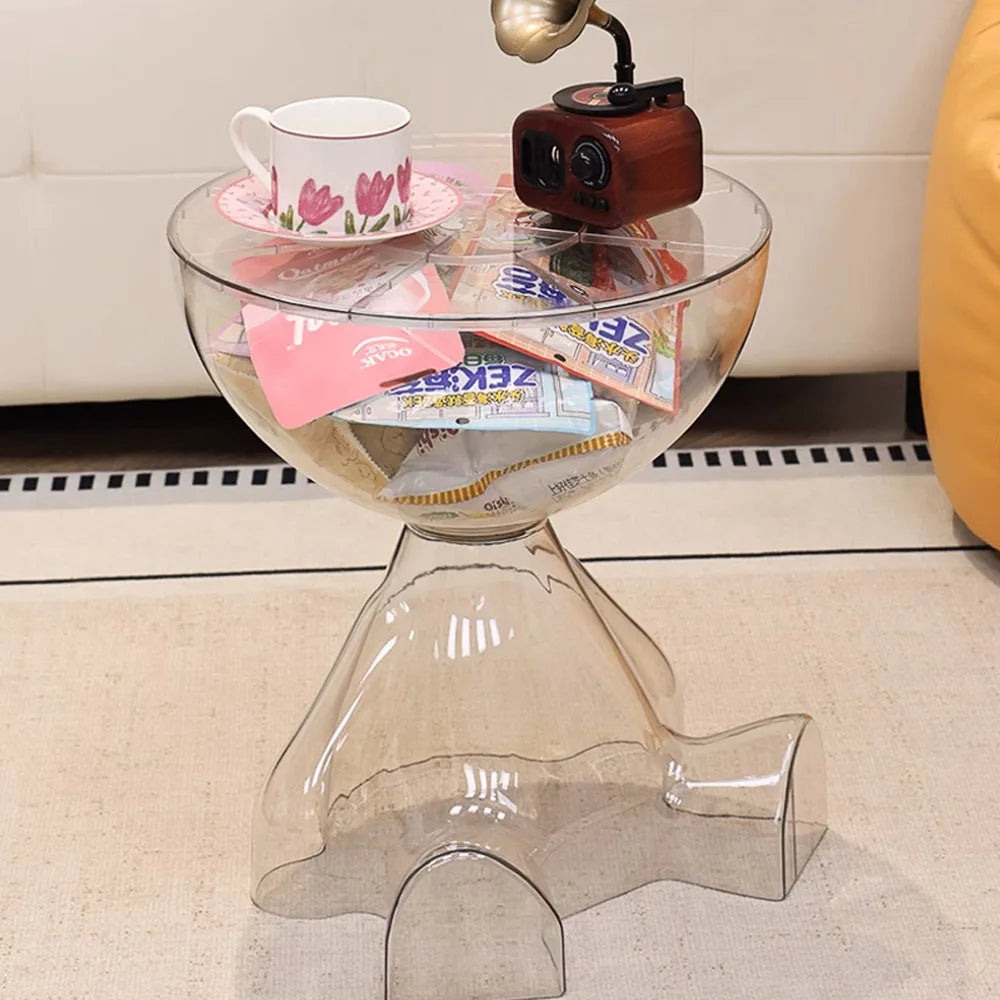Cream Round Coffee Table With Space Saving Design Modern