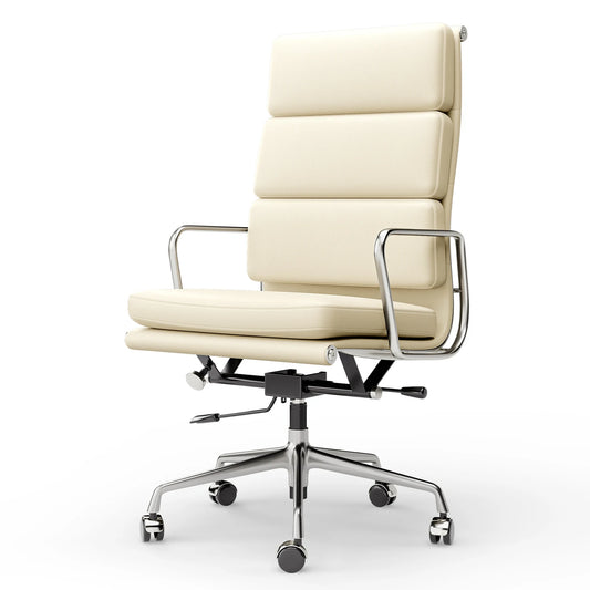 Leather Office Guest Chair With Wheels Adjustable Swivel