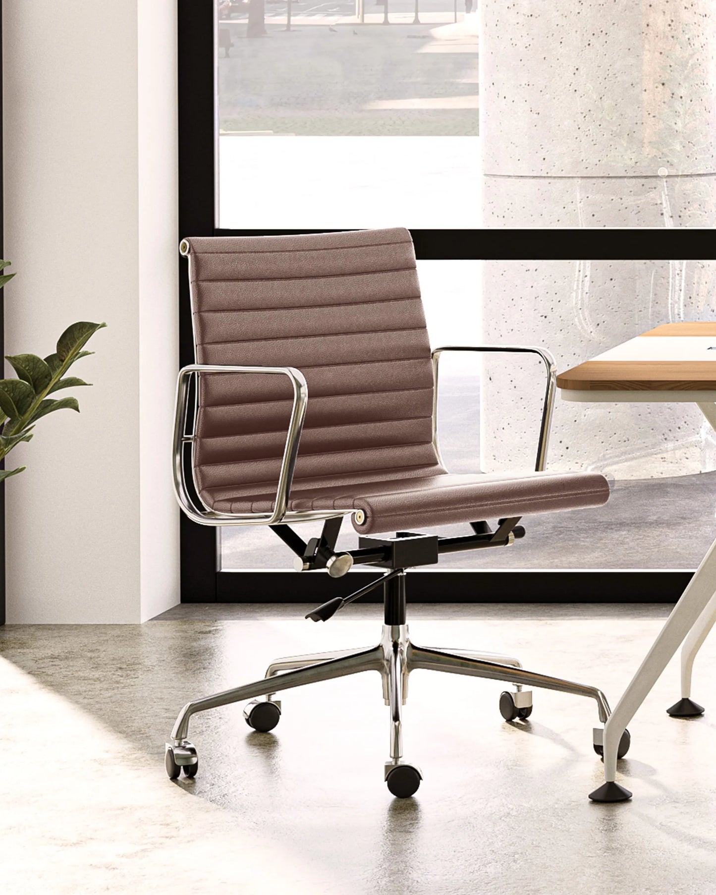 Ergonomic Leather Office Chair With Mid Back Support