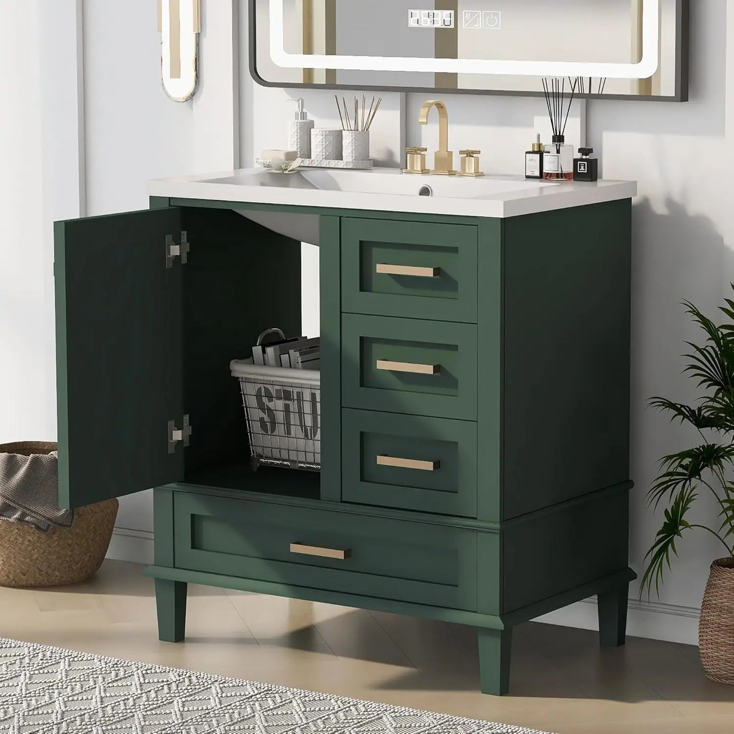 30" Bathroom Vanity with Single Sink, Combo Cabinet Undermount Sink, Bathroom Storage Cabinet with 2 Doors , Customized