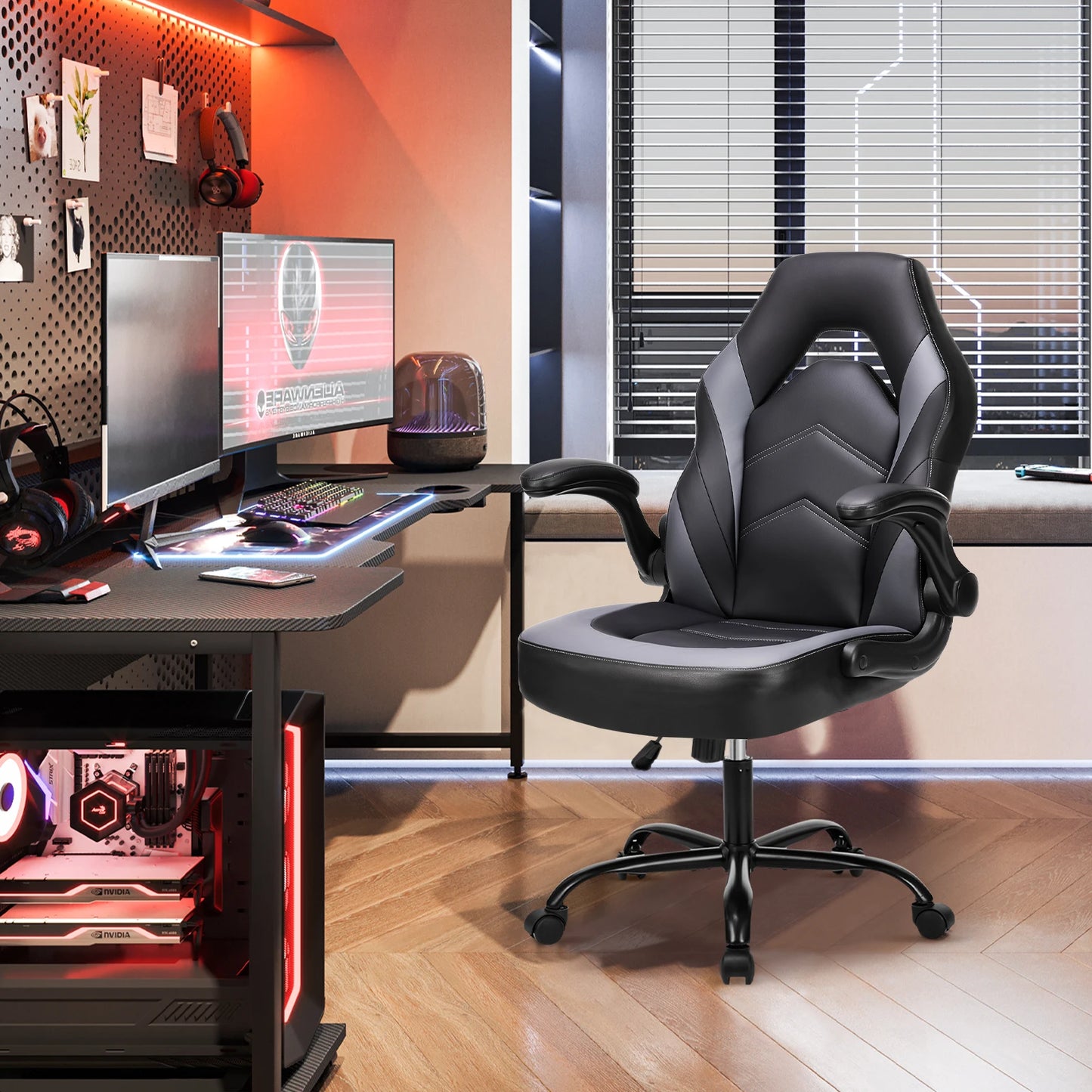 Ergonomic Office Chair Gaming Desk Chair Adjustable Armrests