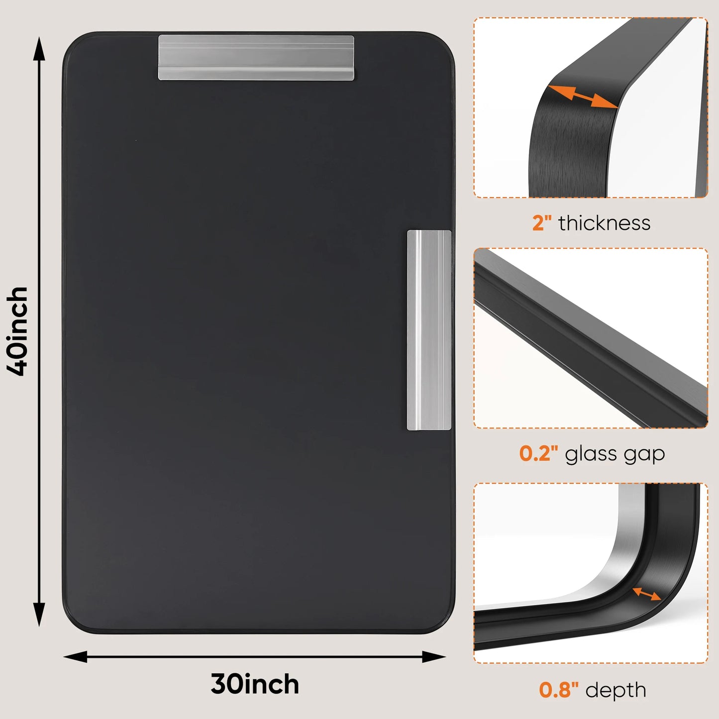 Modern Matte Metal Framed Bathroom Mirror with Clear Reflection