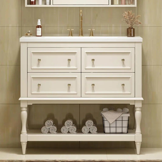 36 Inch Country Bathroom Vanity with Sink and Storage Cabinet