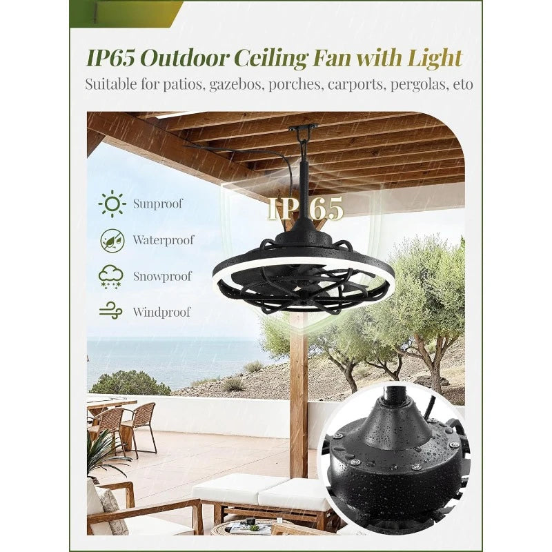 20 Inch Weatherproof Outdoor Ceiling Fan with Light and Remote Control