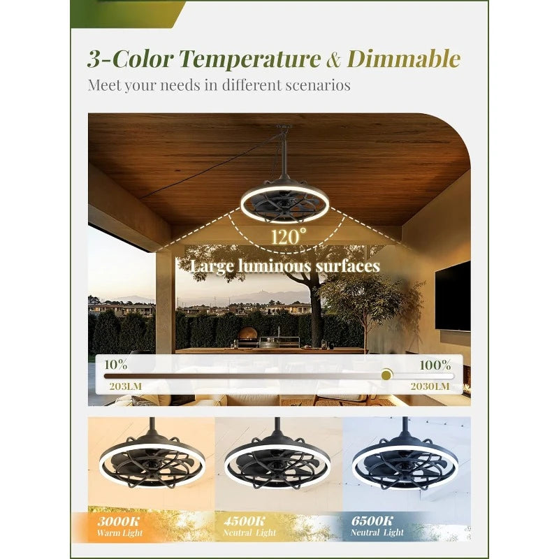 20 Inch Weatherproof Outdoor Ceiling Fan with Light and Remote Control