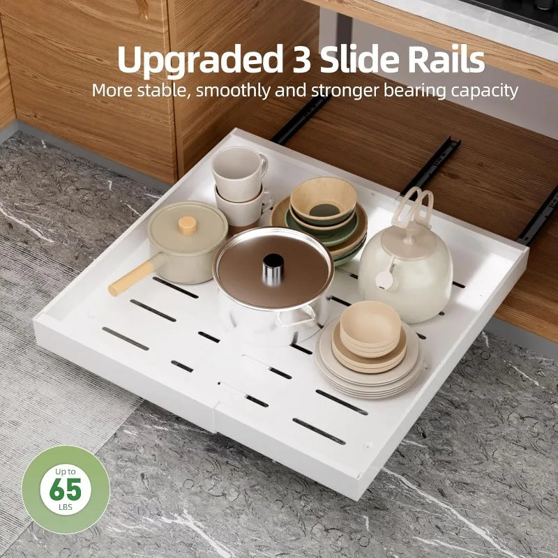 2 Pack Pull Out Cabinet Organizer Expandable No Drill Drawers