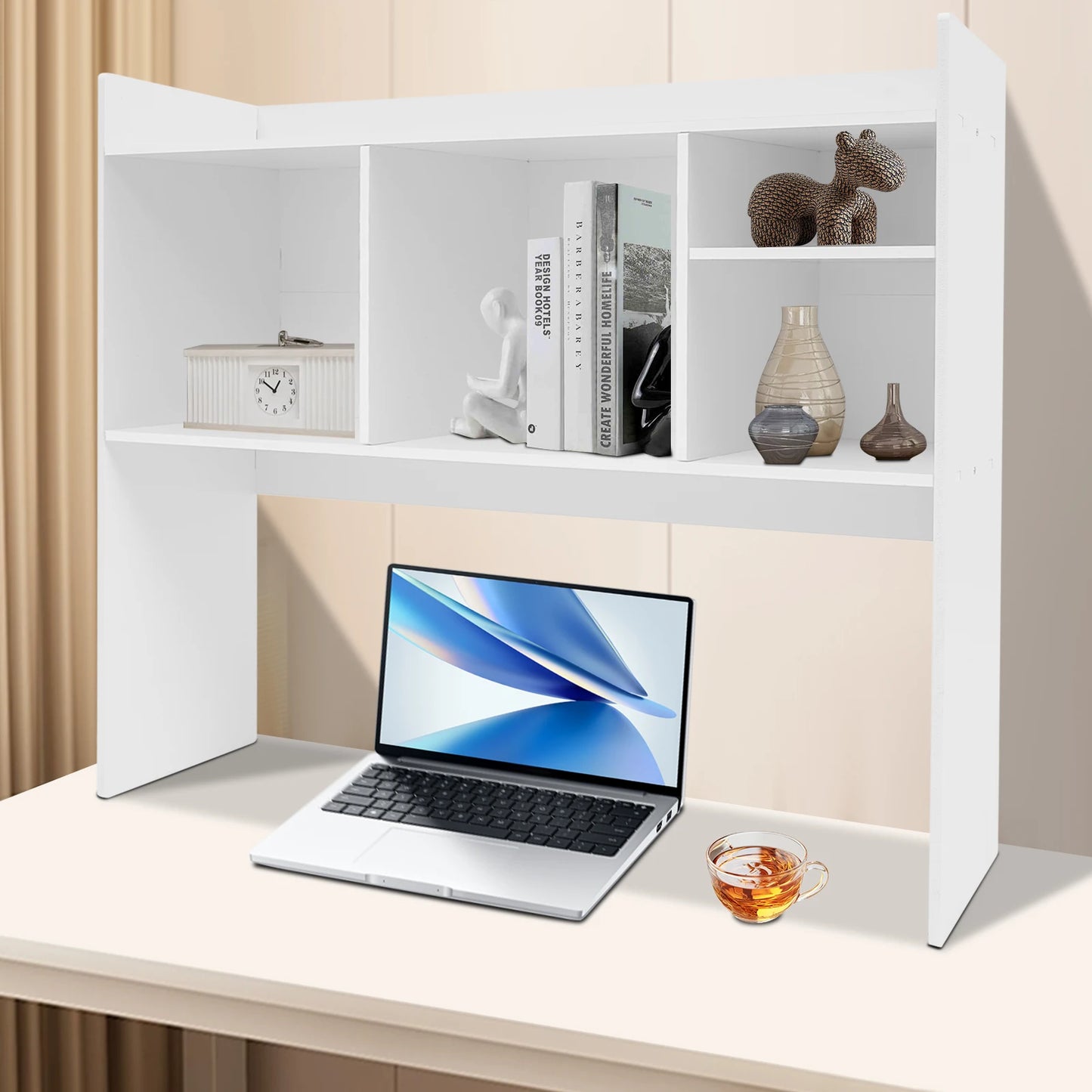 Desktop Organizer Impact-Resistant Office Storage Rack Easy to Clean Desktop Bookshelf for Kitchen/Bathroom/Workshop/Office