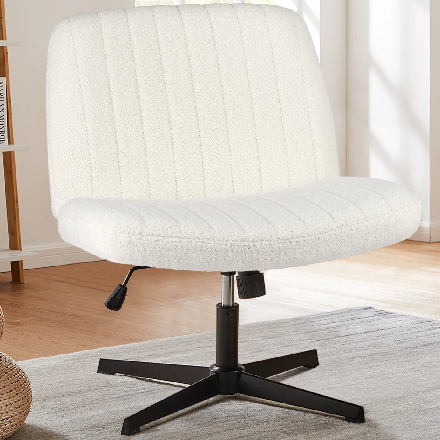 Cross Legged Office Chair With Wide Desk Adjustable Swivel
