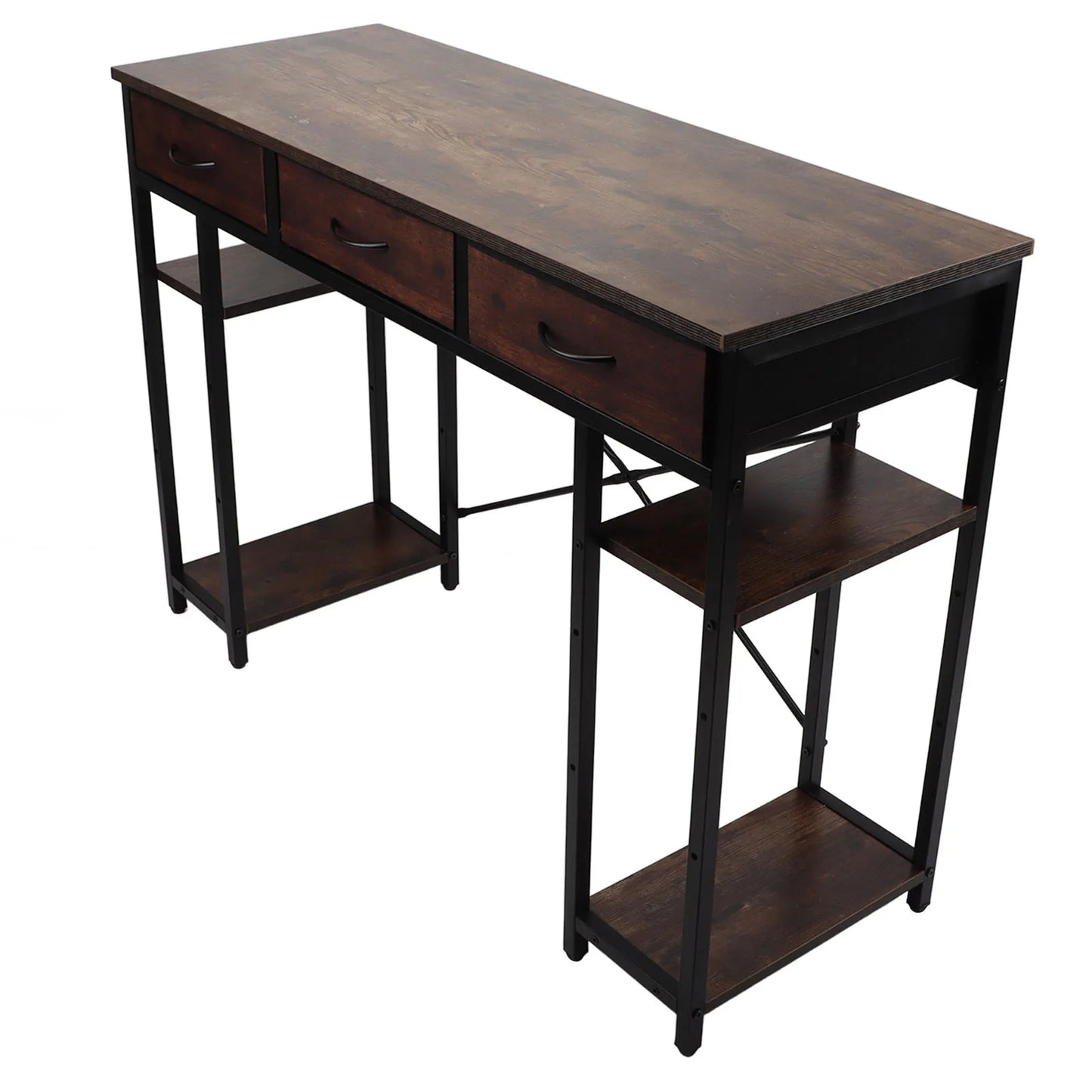 Retro Computer Desk With Drawer Sturdy Metal Frame