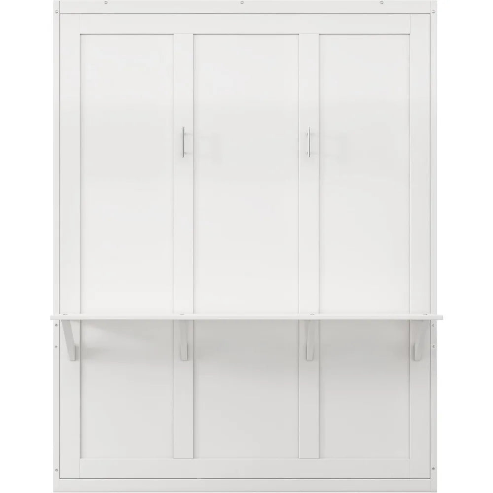 Softsea Full Size Murphy Bed Cabinet White Wood Wall Bed