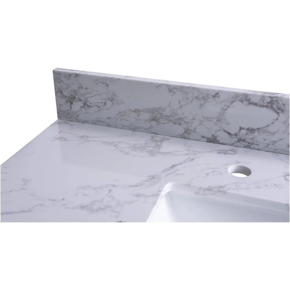 49 Inch Engineered Stone Vanity Top With Double Undermount Sink