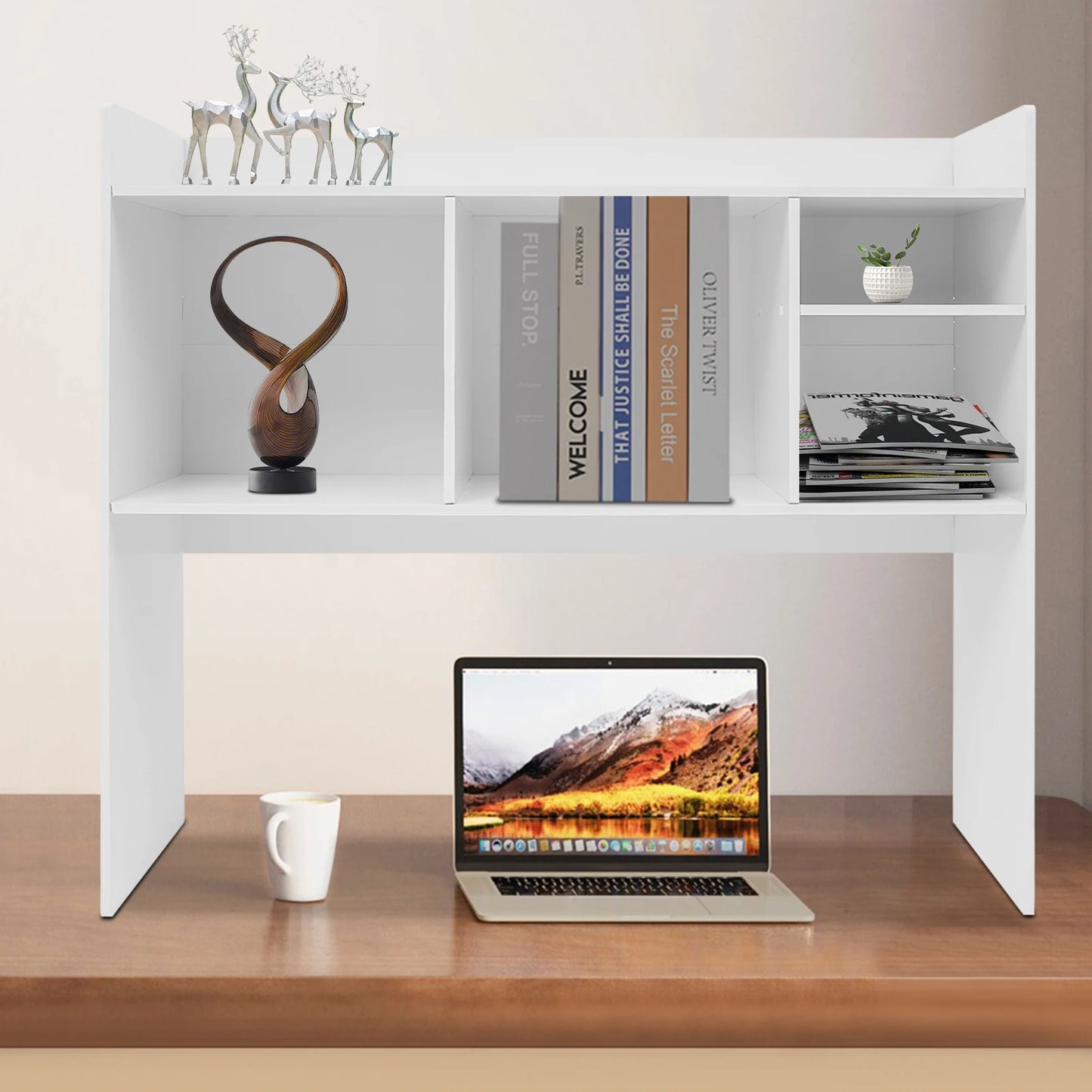 Desktop Organizer Impact-Resistant Office Storage Rack Easy to Clean Desktop Bookshelf for Kitchen/Bathroom/Workshop/Office
