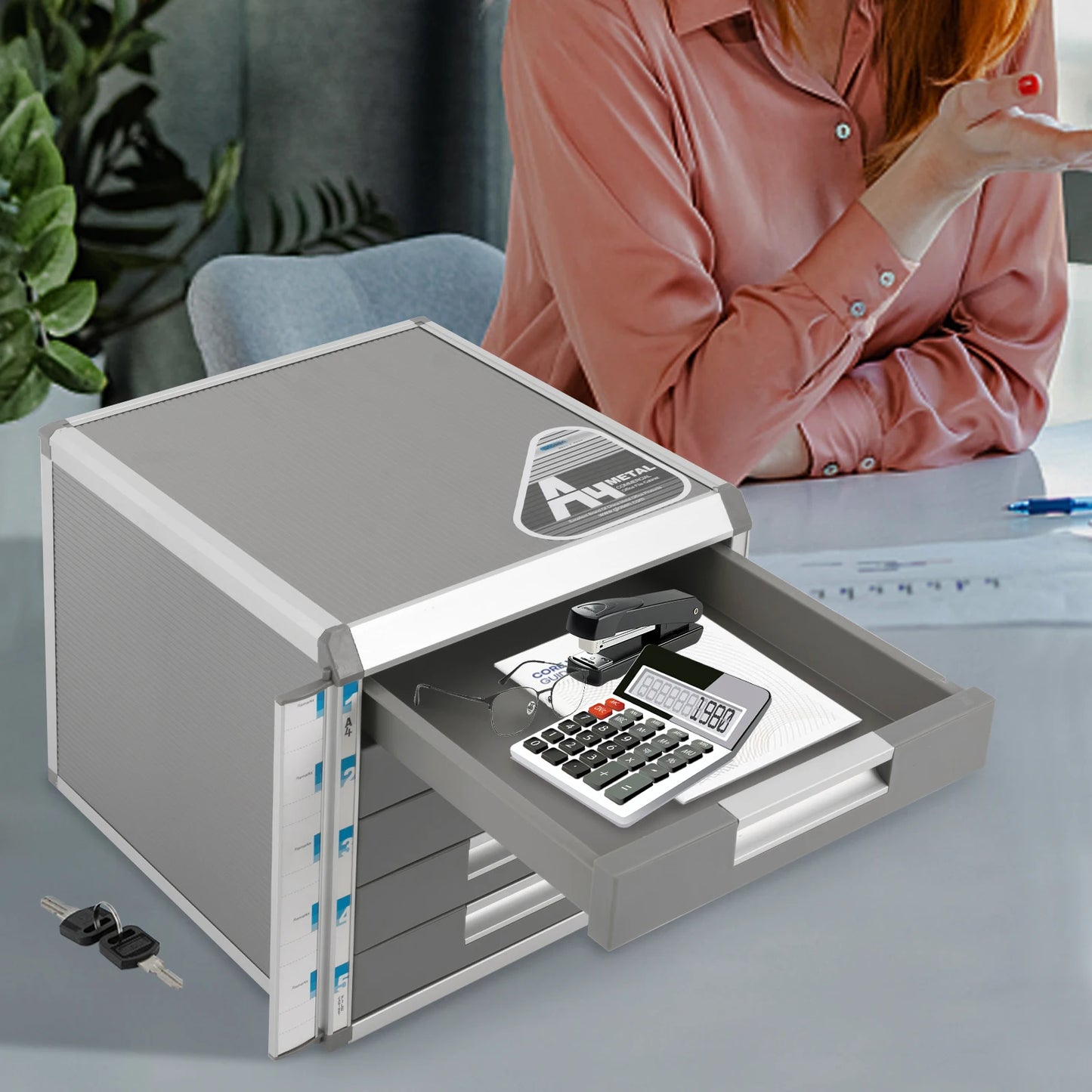 Locking File Cabinet With 5 Drawers For A4 Documents