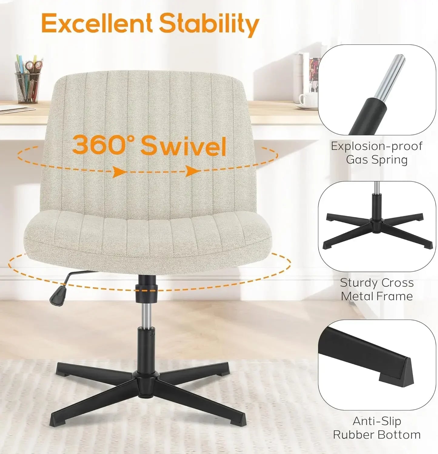 Criss Cross Chair with Adjustable Height for Comfort
