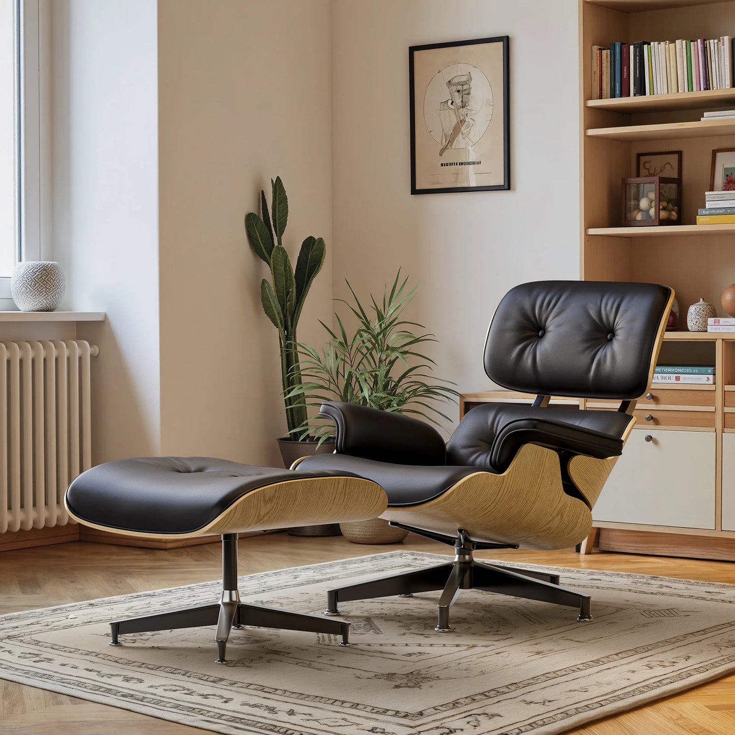 Relica Genuine Leather Armchair Swivel Chair With Ottoman