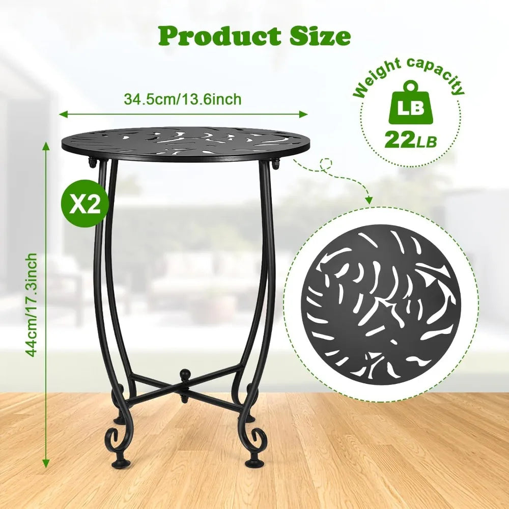 Weatherproof Steel Outdoor Side Table Compact Round