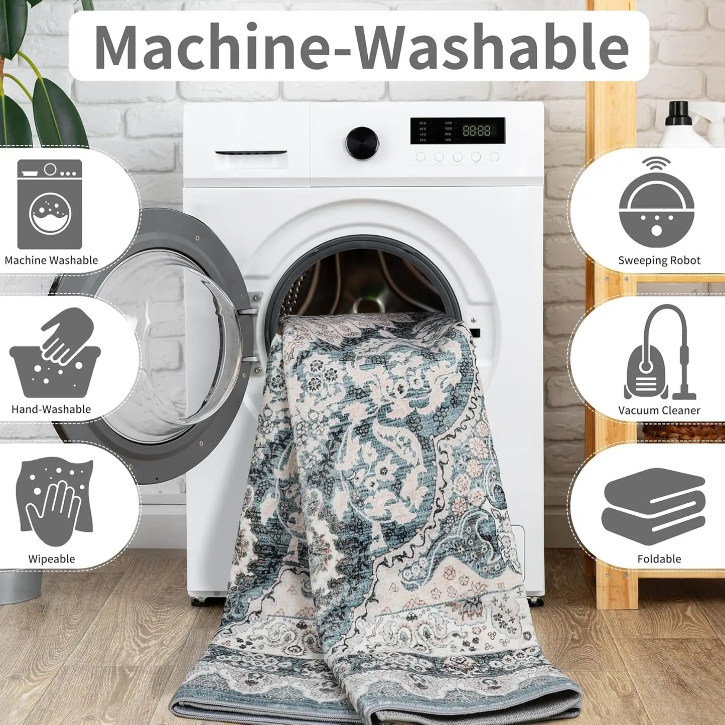 Machine Washable Area Rug For Living Room Non Slip