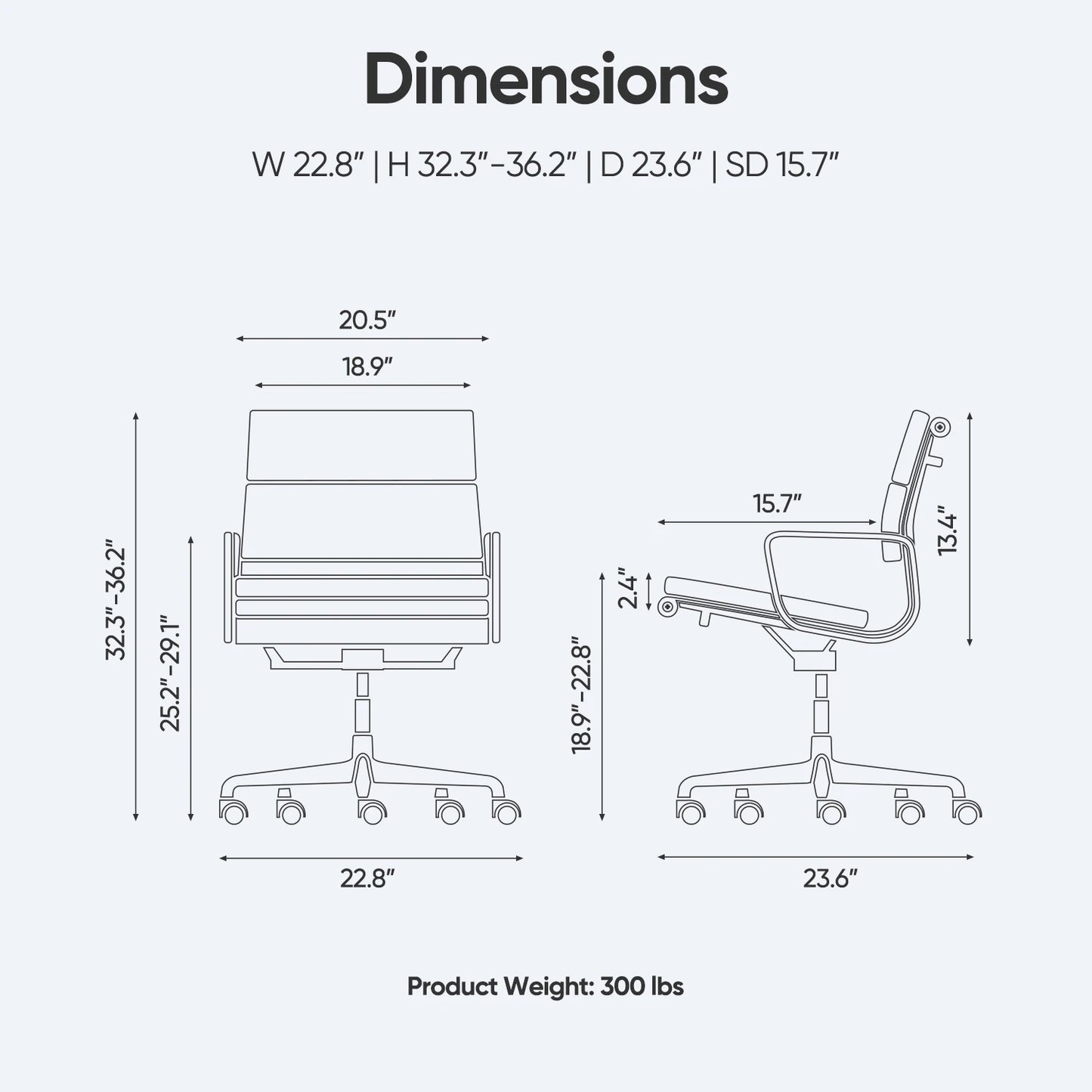 Premium Leather Office Guest Chair With Wheels And Swivel
