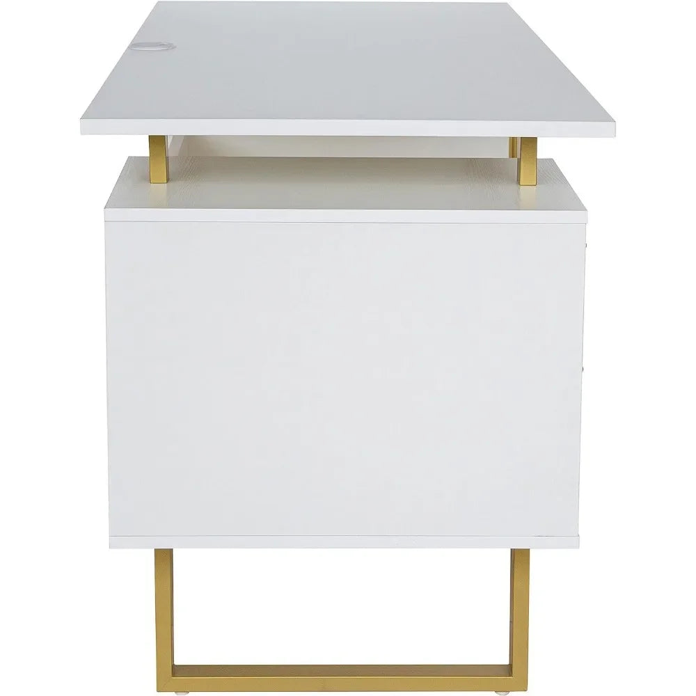Modern Office Storage Drawers and Cabinet with Large Desktop Surface