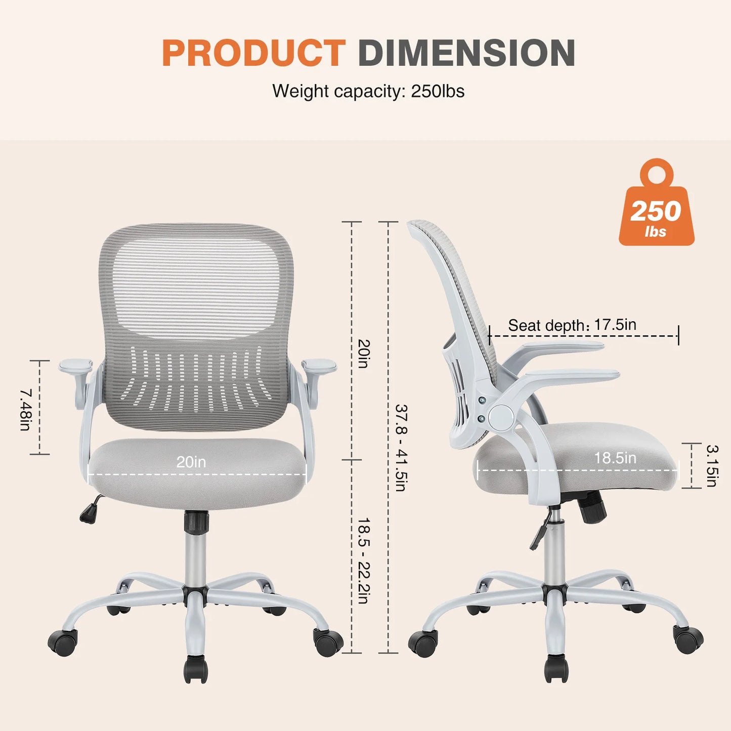 Ergonomic Mesh Back Office Chair With Adjustable Height