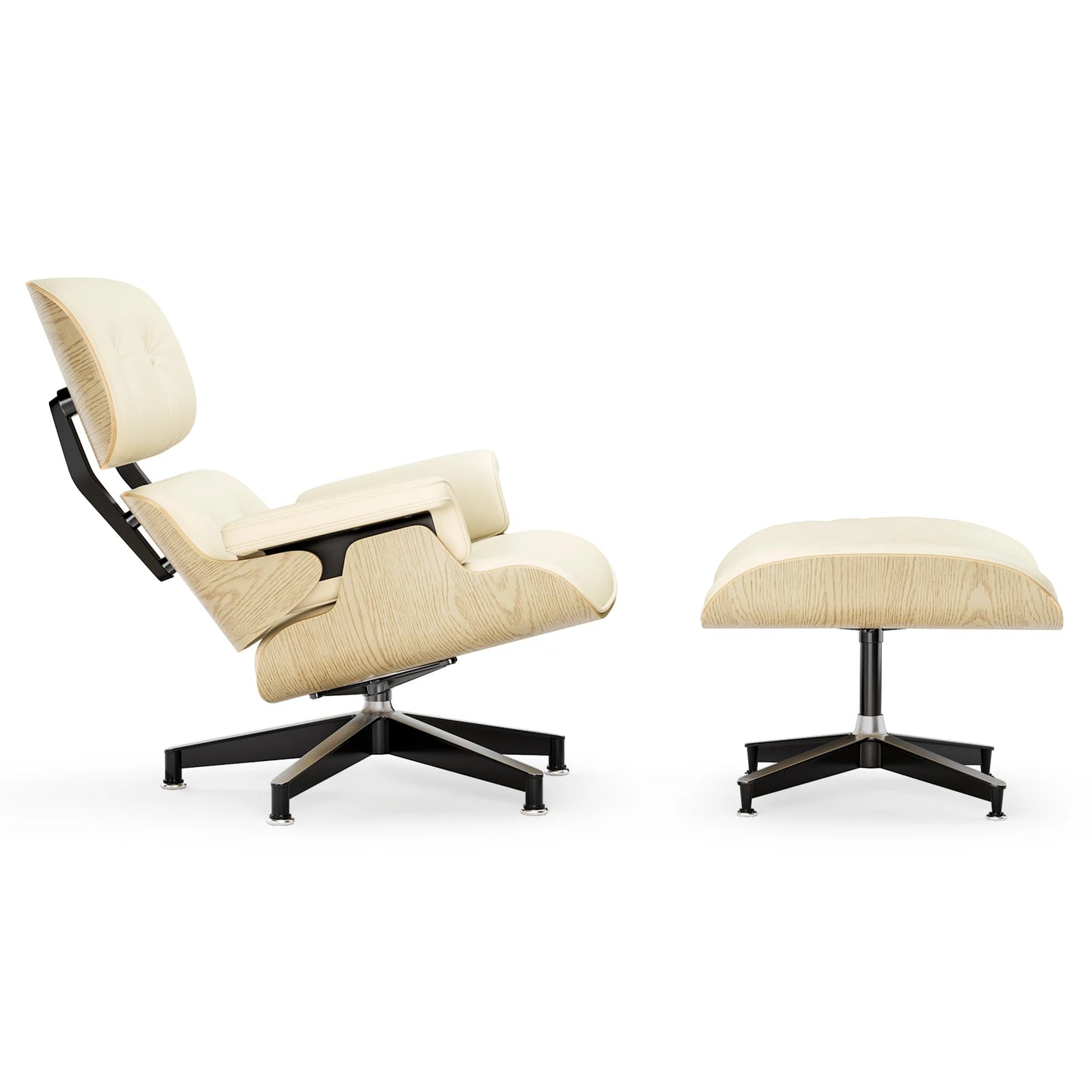 Relica Genuine Leather Armchair Swivel Chair With Ottoman