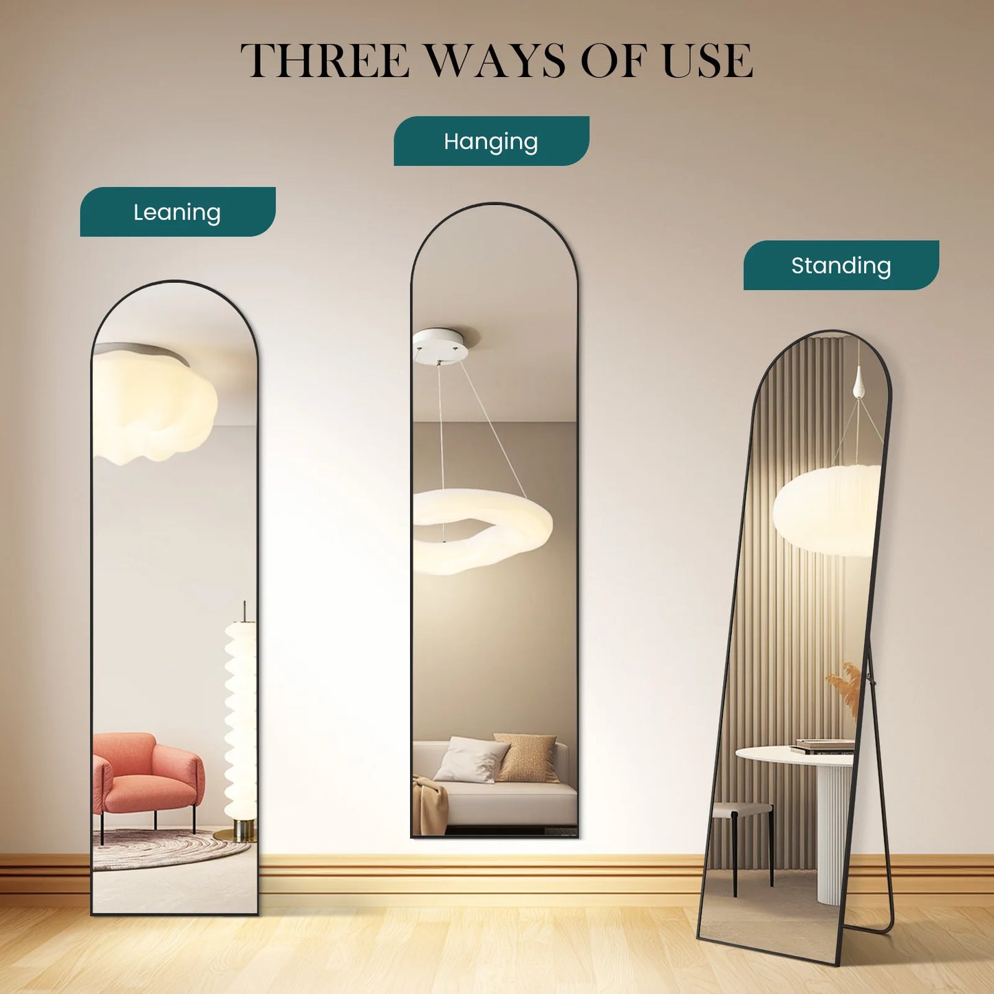 JHK Full Body Wall Mirror with Aluminum Alloy Frame Full Length Reflection
