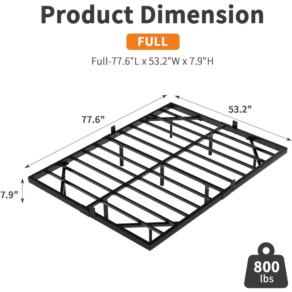 Full Size Metal Bed Frame with Smart LED Lights and Storage