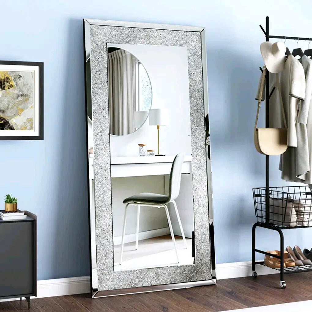 Frameless Crystal Vanity Mirror With Rhinestone Accents