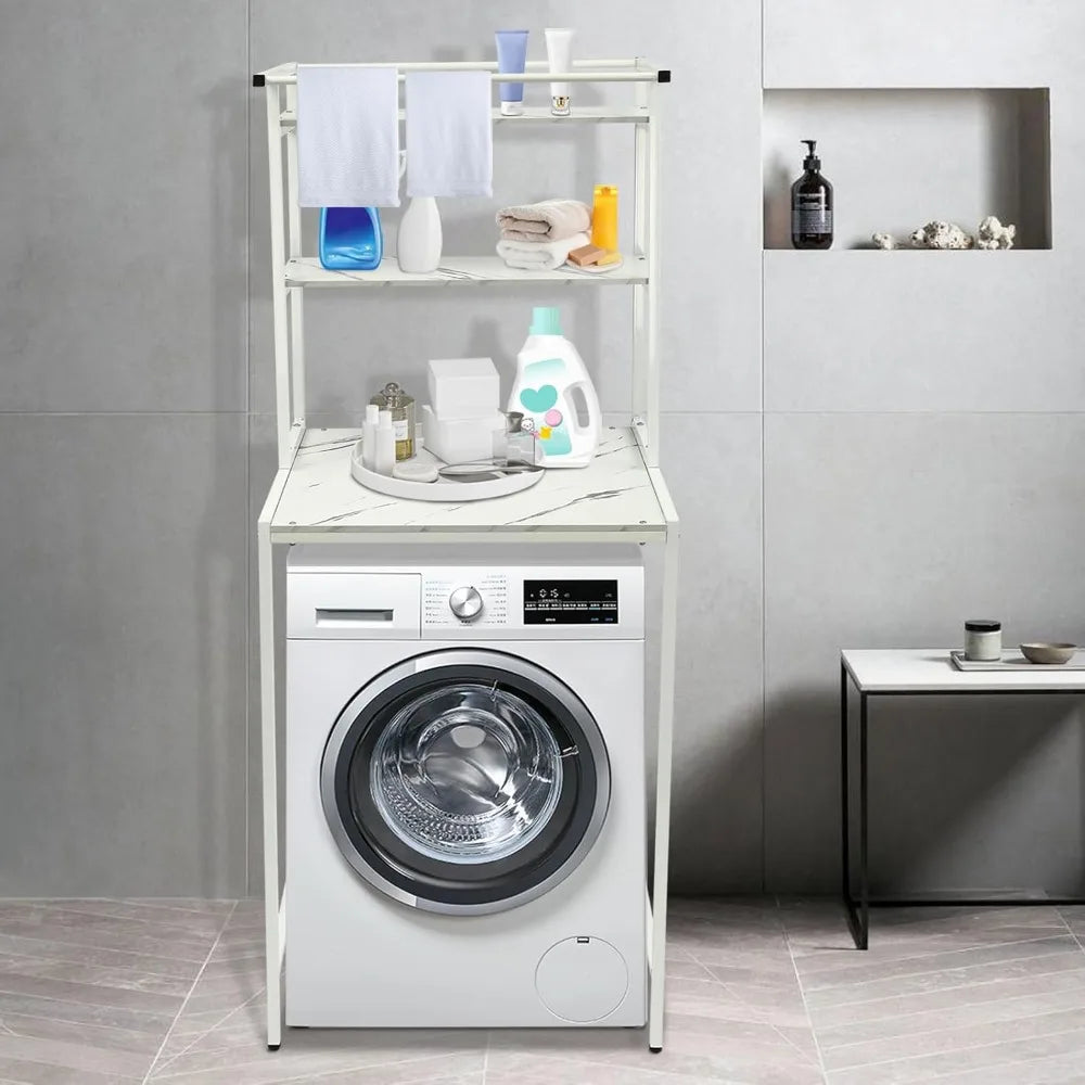 3 Tiers Laundry Shelf Organizer Washer and Dryer Storage Shelf Bathroom Space Saving Organizer Rack for Bathrooms, Laundry Rooms