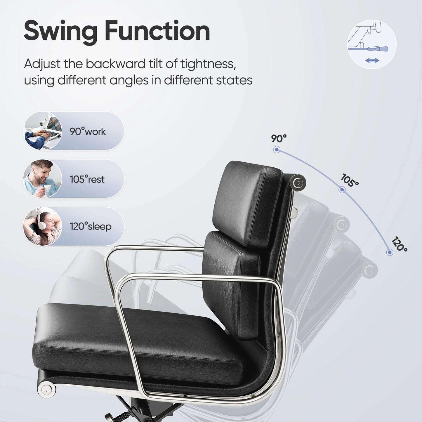 Upholstered Leather Office Chair With Wheels Swivel