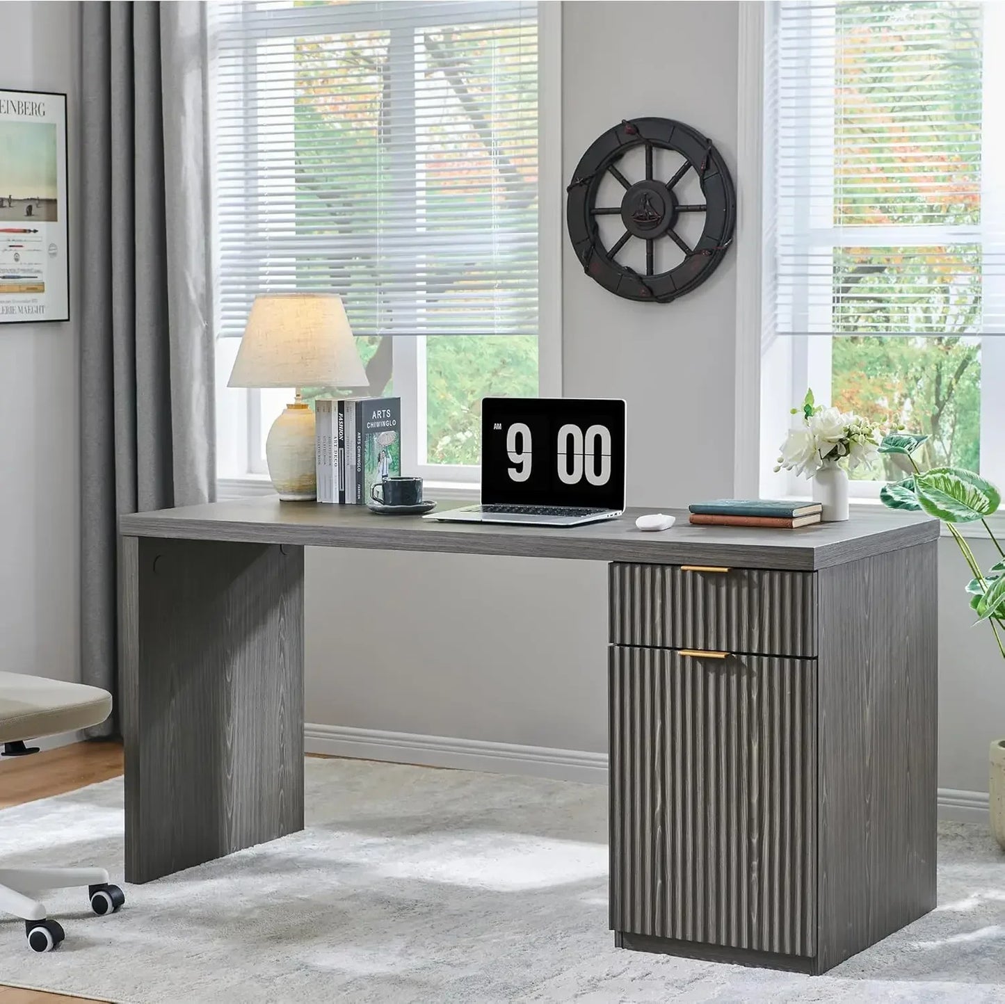 Modern Executive Desk With Storage For Home Office