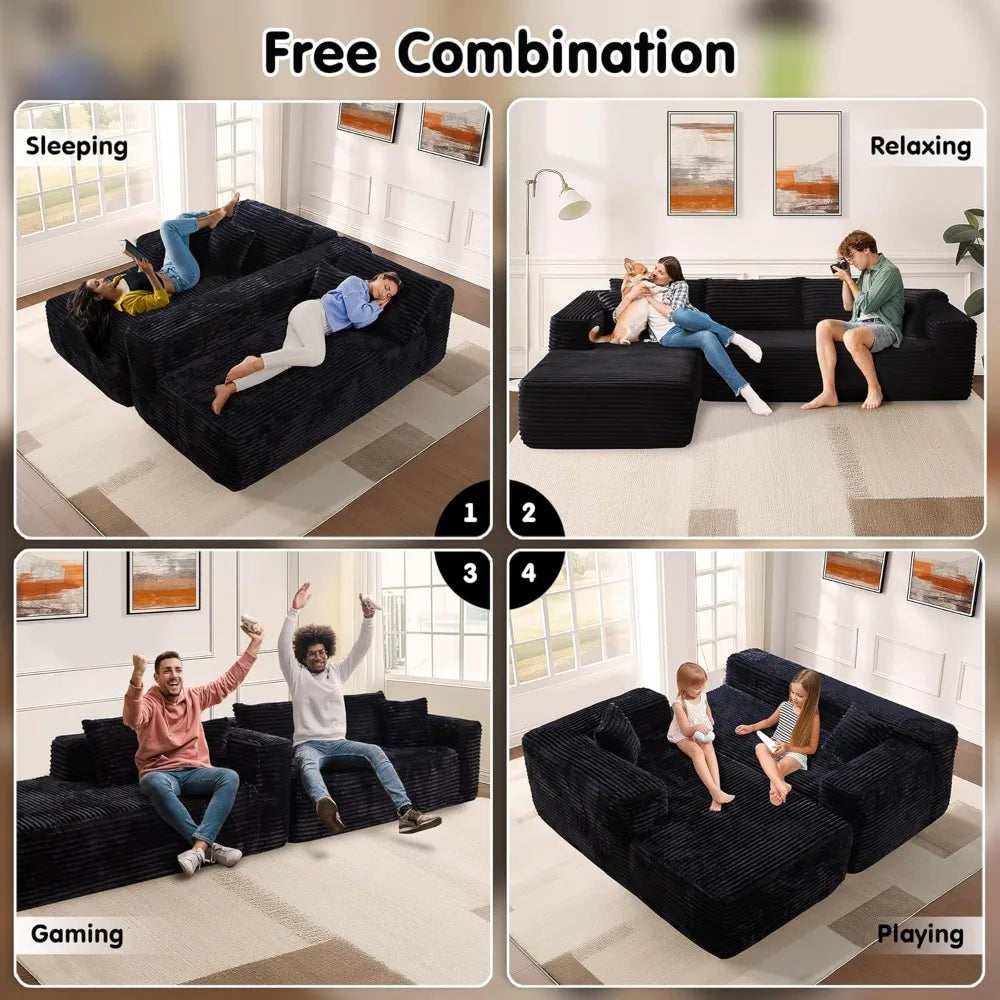 104" Cloud Sectional Couch with L-Shape Chaise,Modern Modular Sofa with Deep Seat, Upholstered Couches for Living Room Bedroom,