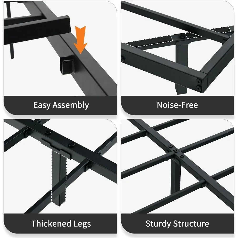 Full Size Metal Bed Frame with Smart LED Lights and Storage
