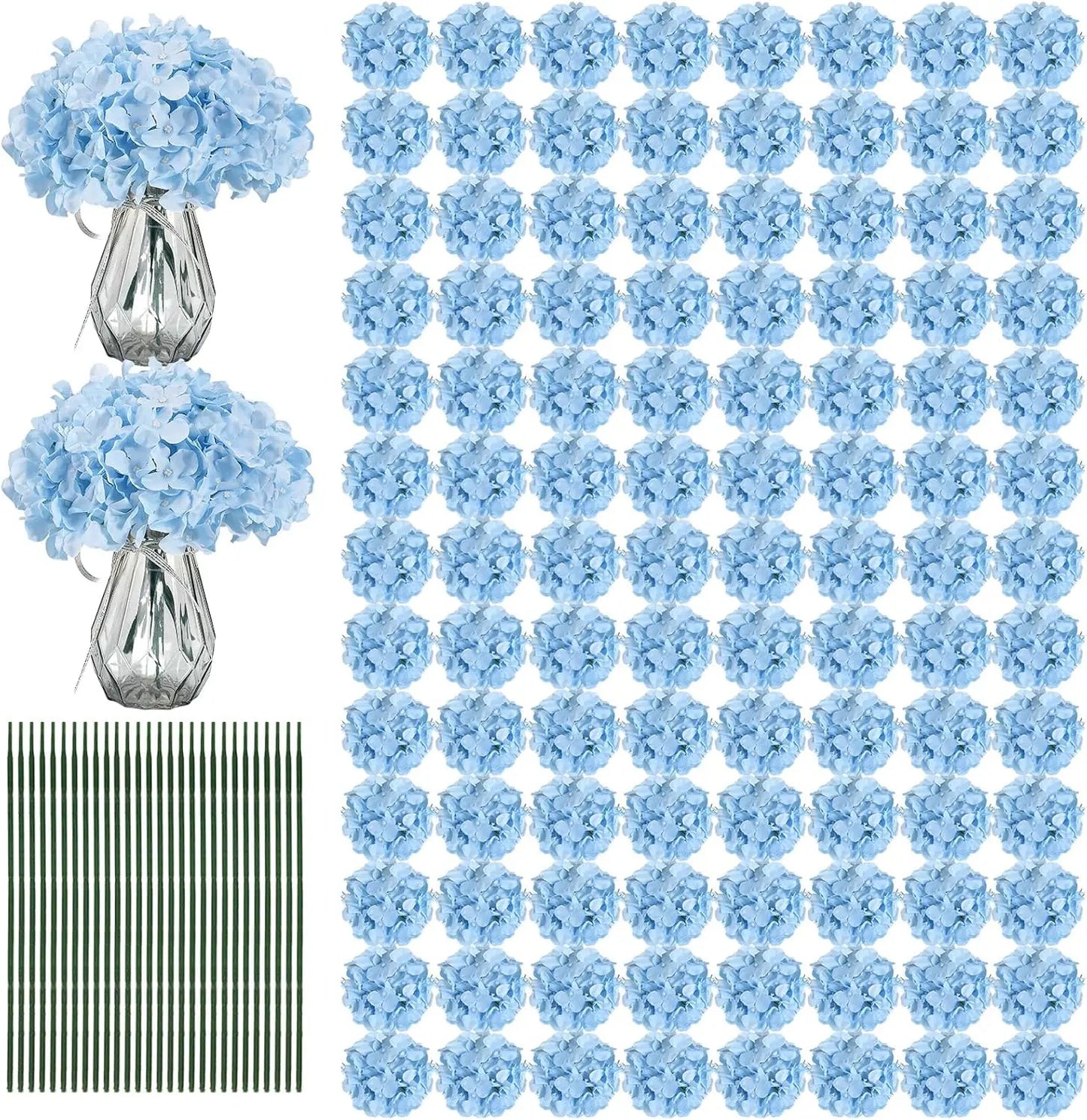 204PCS Silk Hydrangea Artificial Flowers for Home Decor