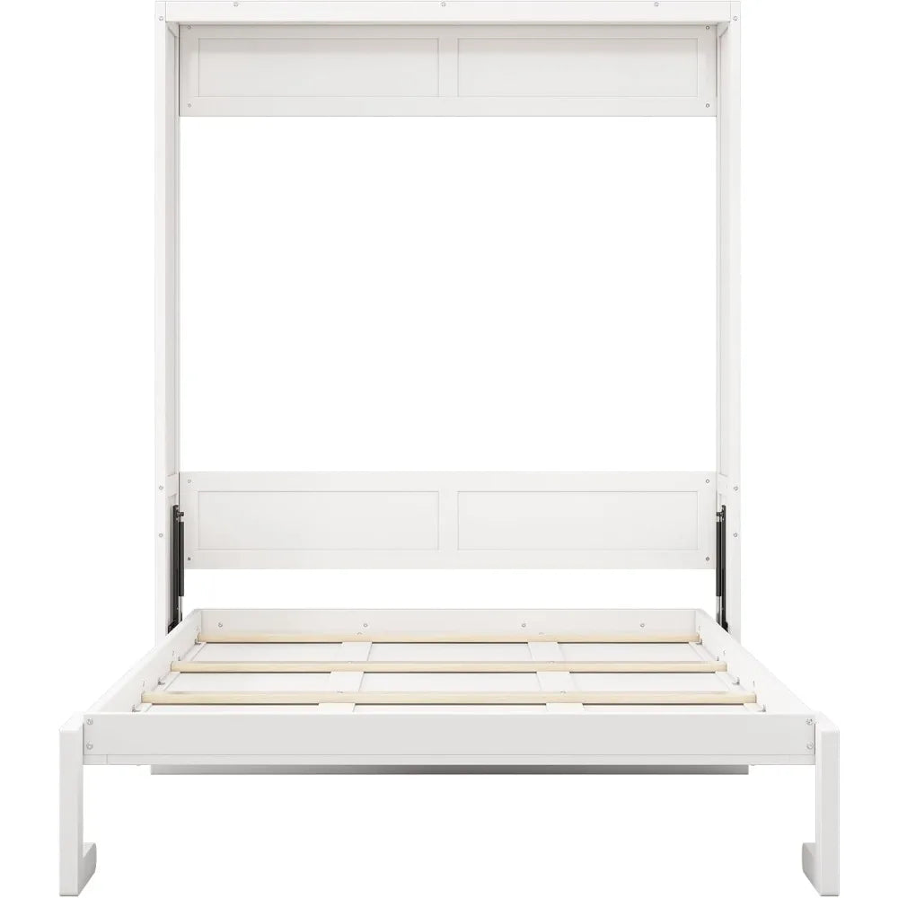 Softsea Full Size Murphy Bed Cabinet White Wood Wall Bed