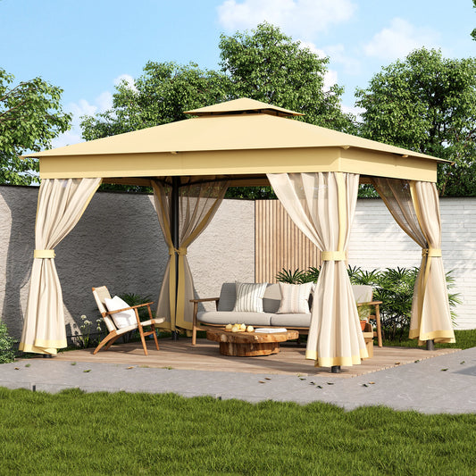 Durable Steel Frame Patio Gazebo With Sun Shade Top