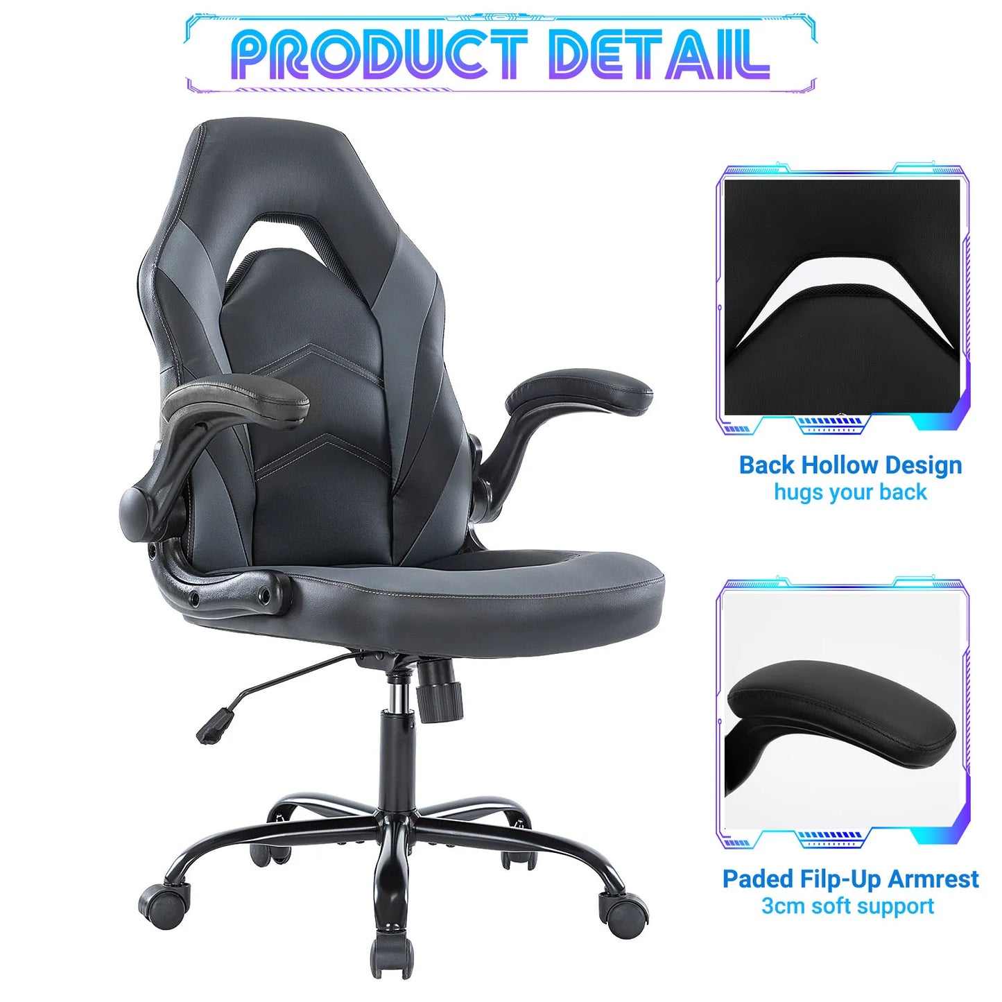 Ergonomic Office Chair Gaming Desk Chair Adjustable Armrests
