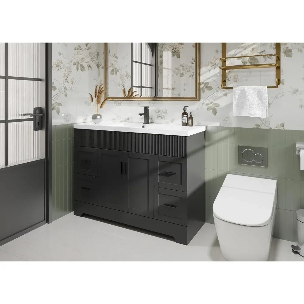 48 Inch Modern Bathroom Vanity Double Undermount Sink Combo