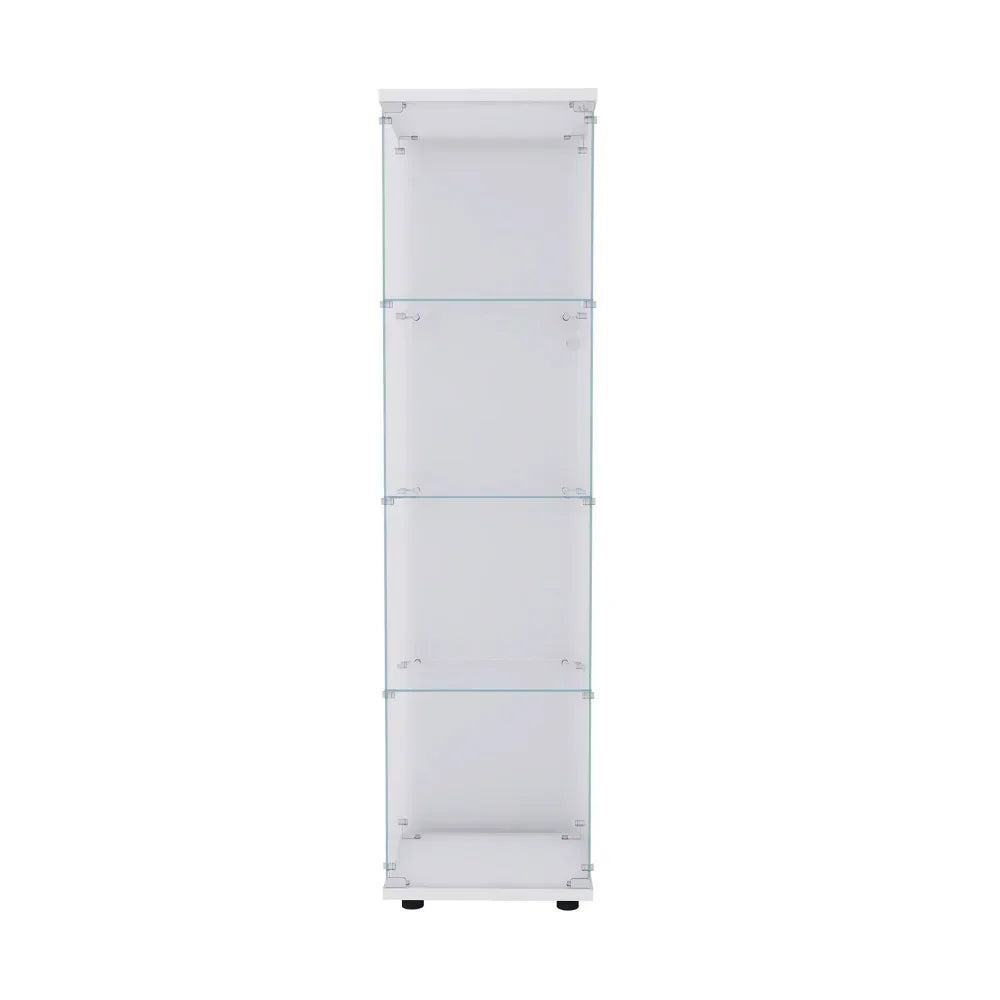 4-Shelf Glass Display Cabinet with Doors Modern Curio Case