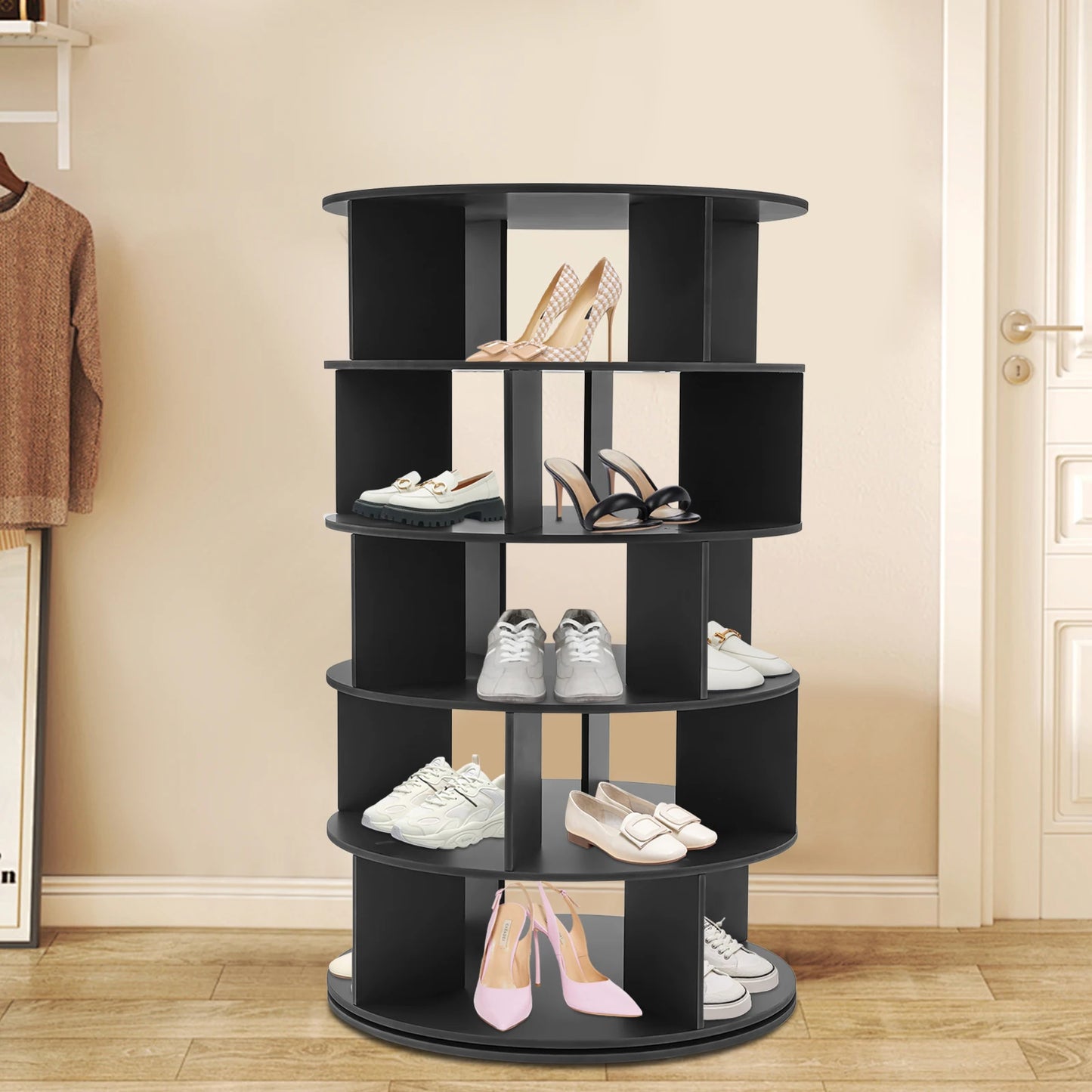 Rotating Shoe Rack Rust-Resistant Free Standing Shoe Rack Large Capacity Shoe Organizer Easy To Clean for Living Room/Bedroom