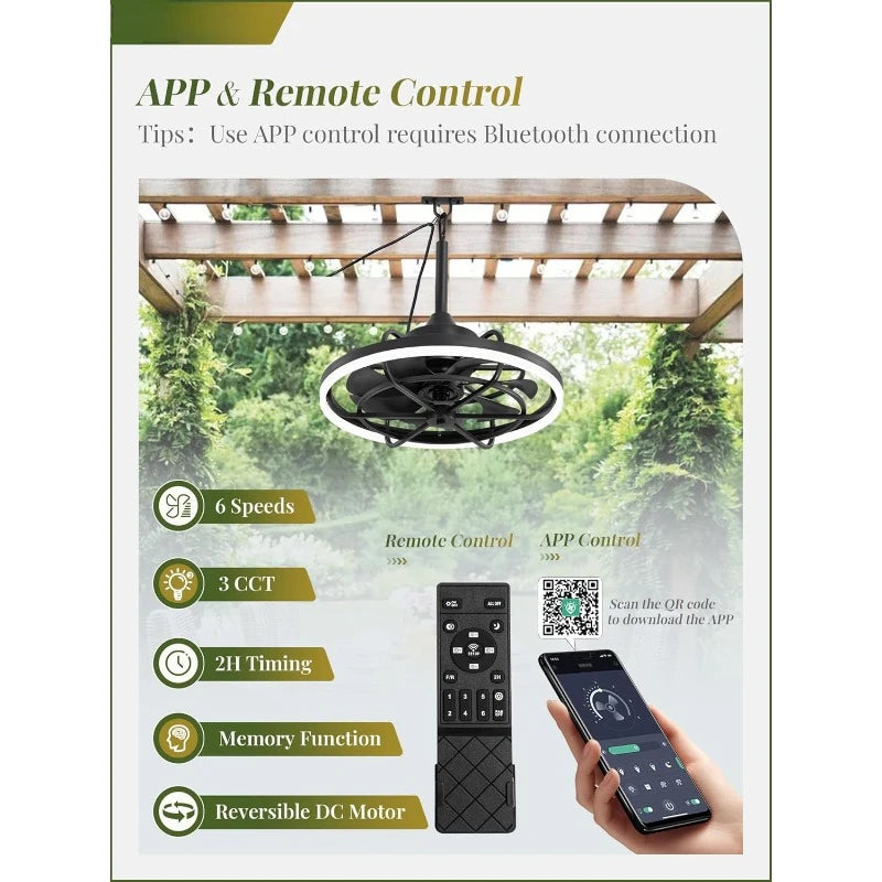 20 Inch Weatherproof Outdoor Ceiling Fan with Light and Remote Control