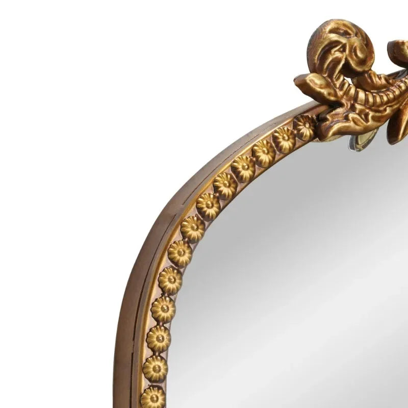 Gold Filigree Arched Metal Wall Mirror Elevates Space