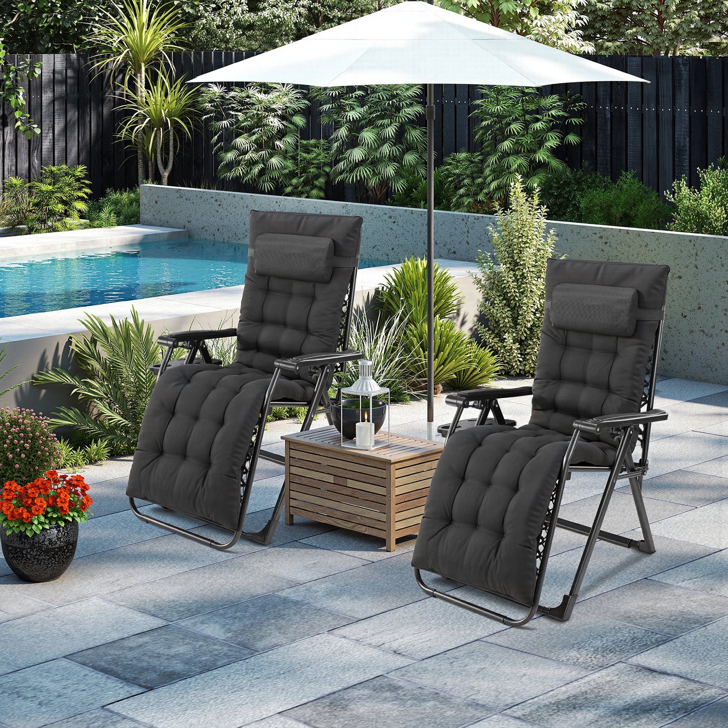 Zero Gravity Recliner Outdoor Lounge Chair With Cup Holder