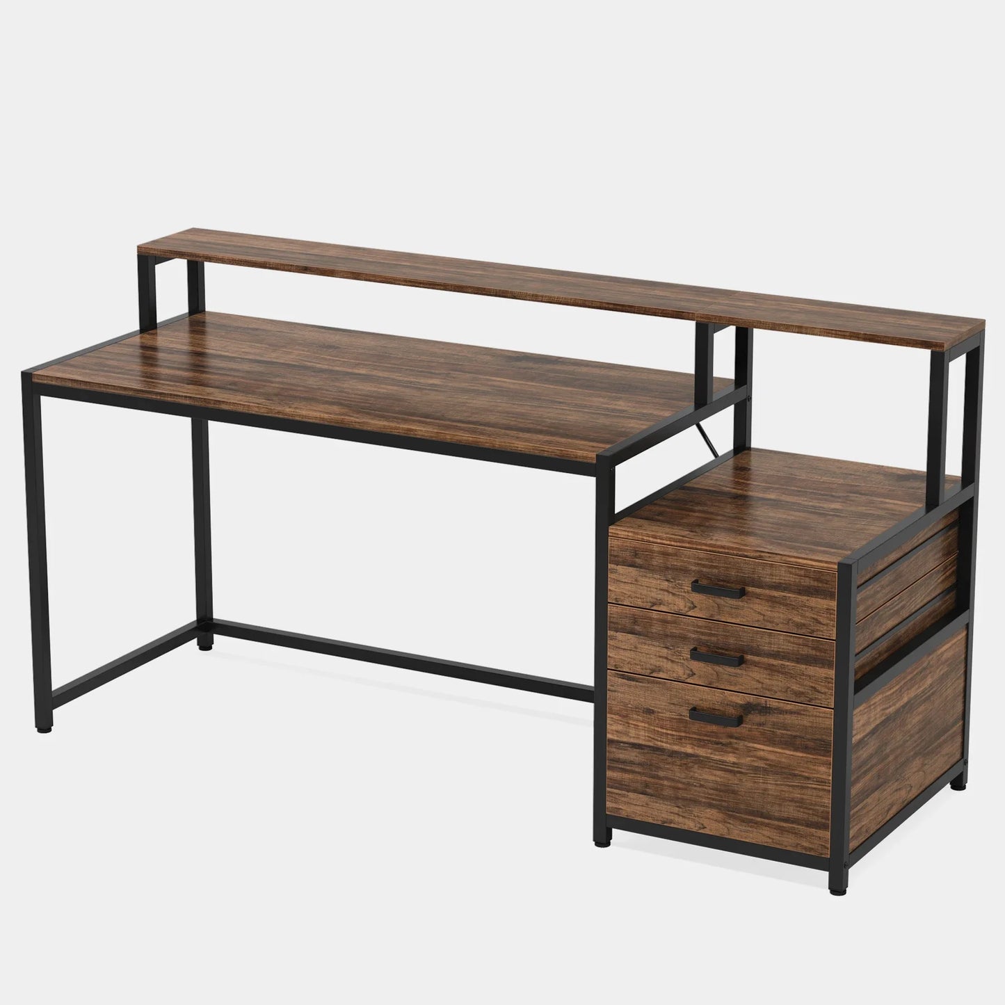 Tribesigns 63 Inch Computer Desk With Ergonomic Monitor Stand