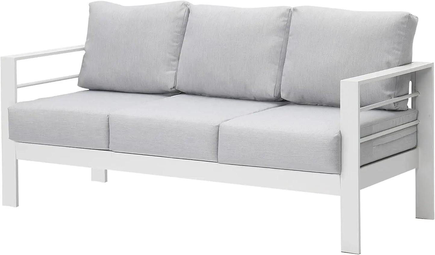 All-Weather Outdoor Aluminum Sofa Set - Premium 3-Seater Patio Couch with Comfortable Cushions