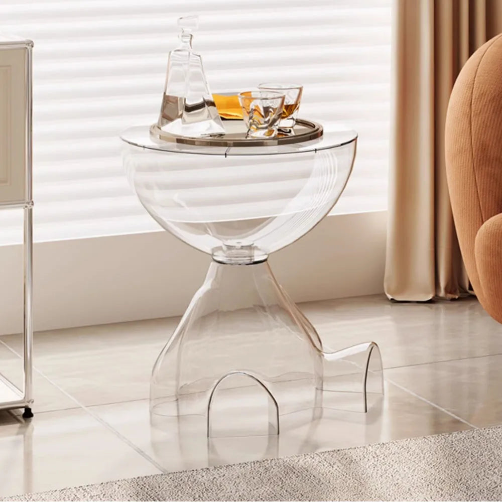 Cream Round Coffee Table With Space Saving Design Modern