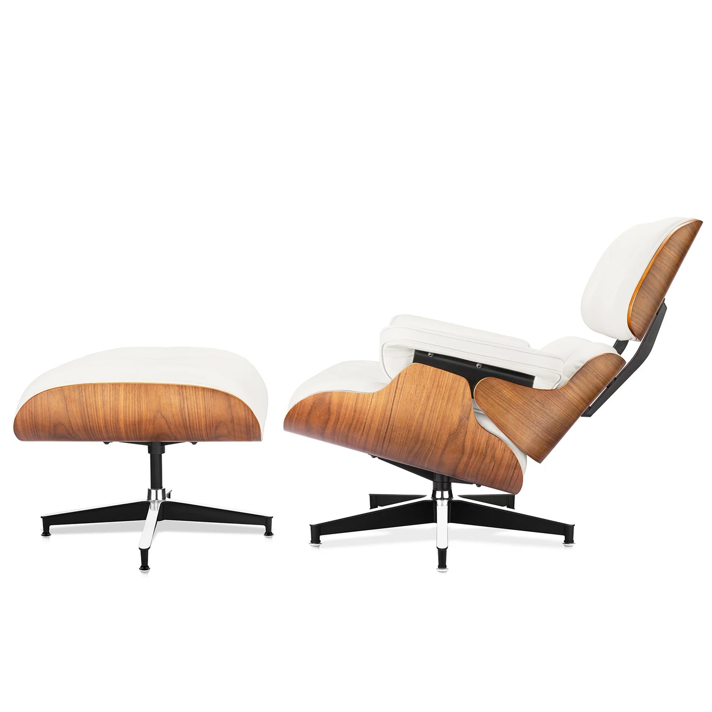 Relica Genuine Leather Armchair Swivel Chair With Ottoman