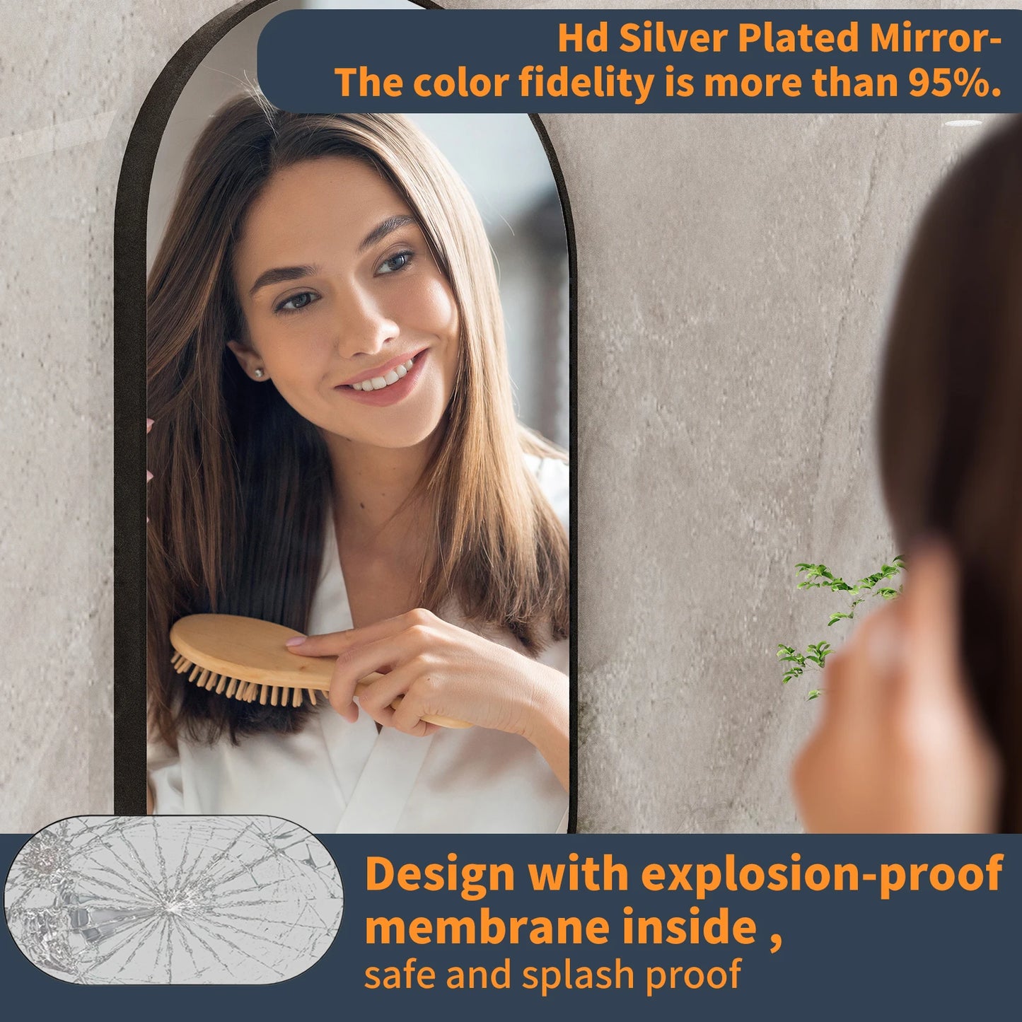 50x100CM Oval Black Metal Framed Wall Mirror Makeup for Living Room Entryway Bathroom Vanity Mirror Decor